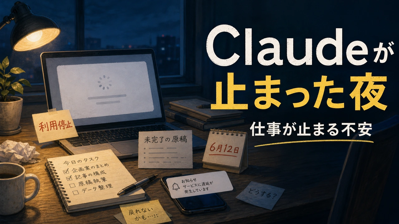 Claudeが止まった夜、AIを仕事道具にした人に残った不安 の内容を示すサムネイル