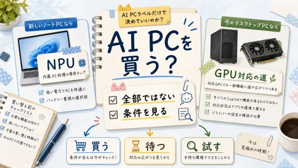 AI PCを買わなくても使える？ WindowsのAI機能がGPU対応で広がり始めた の内容を示すサムネイル