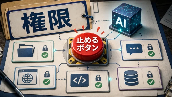 AIに仕事を任せる前に権限と止めるボタンを確認するサムネイル